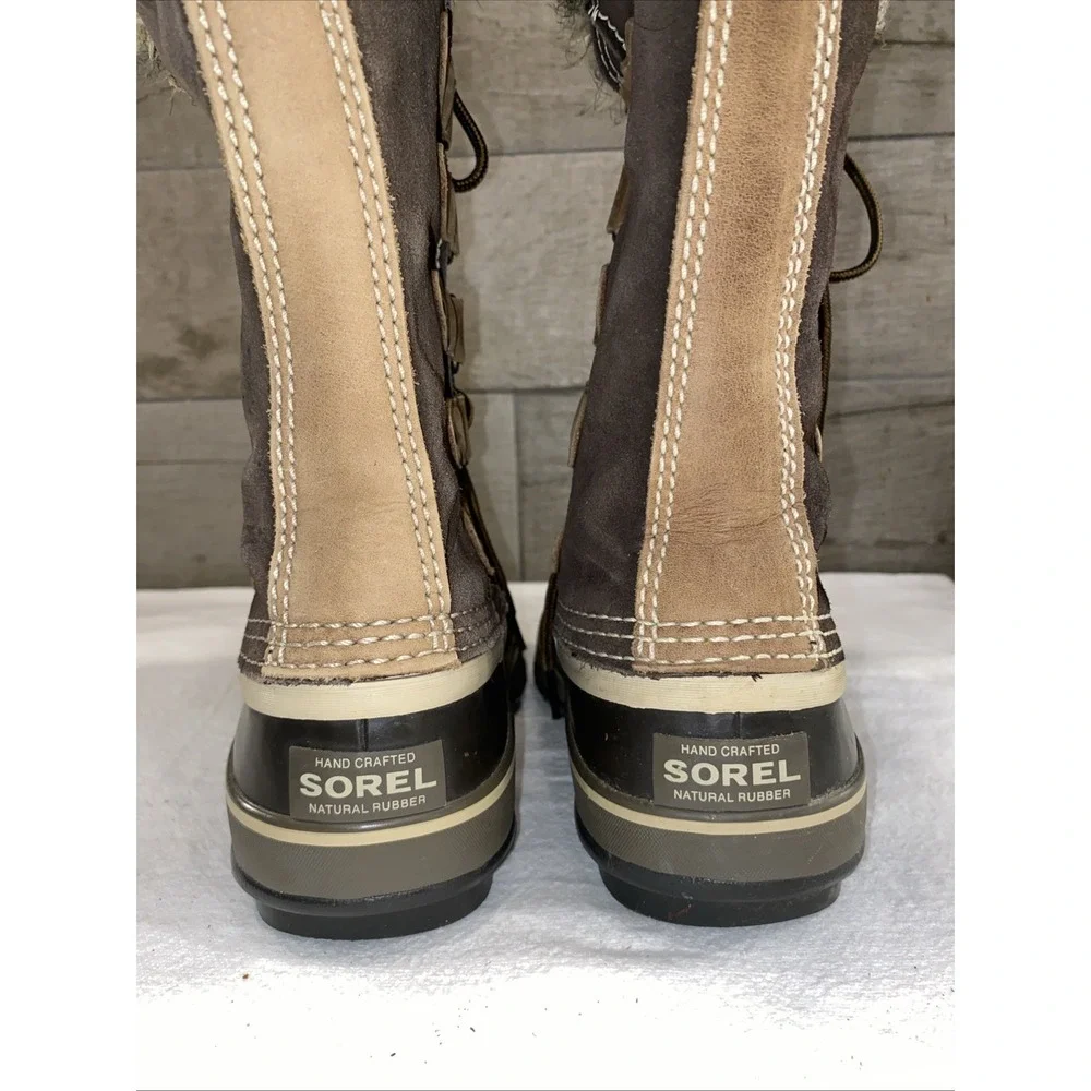 Sorel Joan Of Arctic Snow Boots Size 6 Brown Faux Fur Winter Waterproof